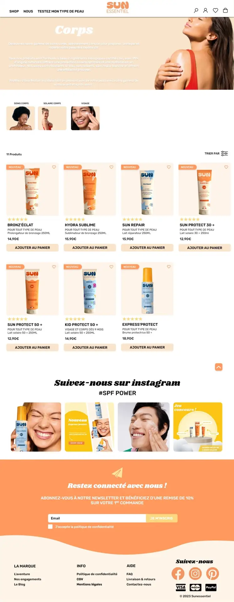 prototype catalogue produits sun essentiel