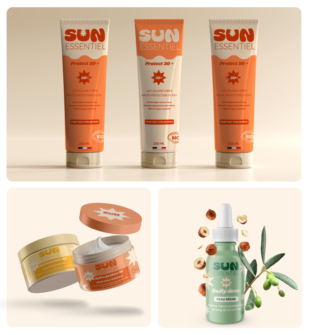Packaging pour la marque sun essentiel